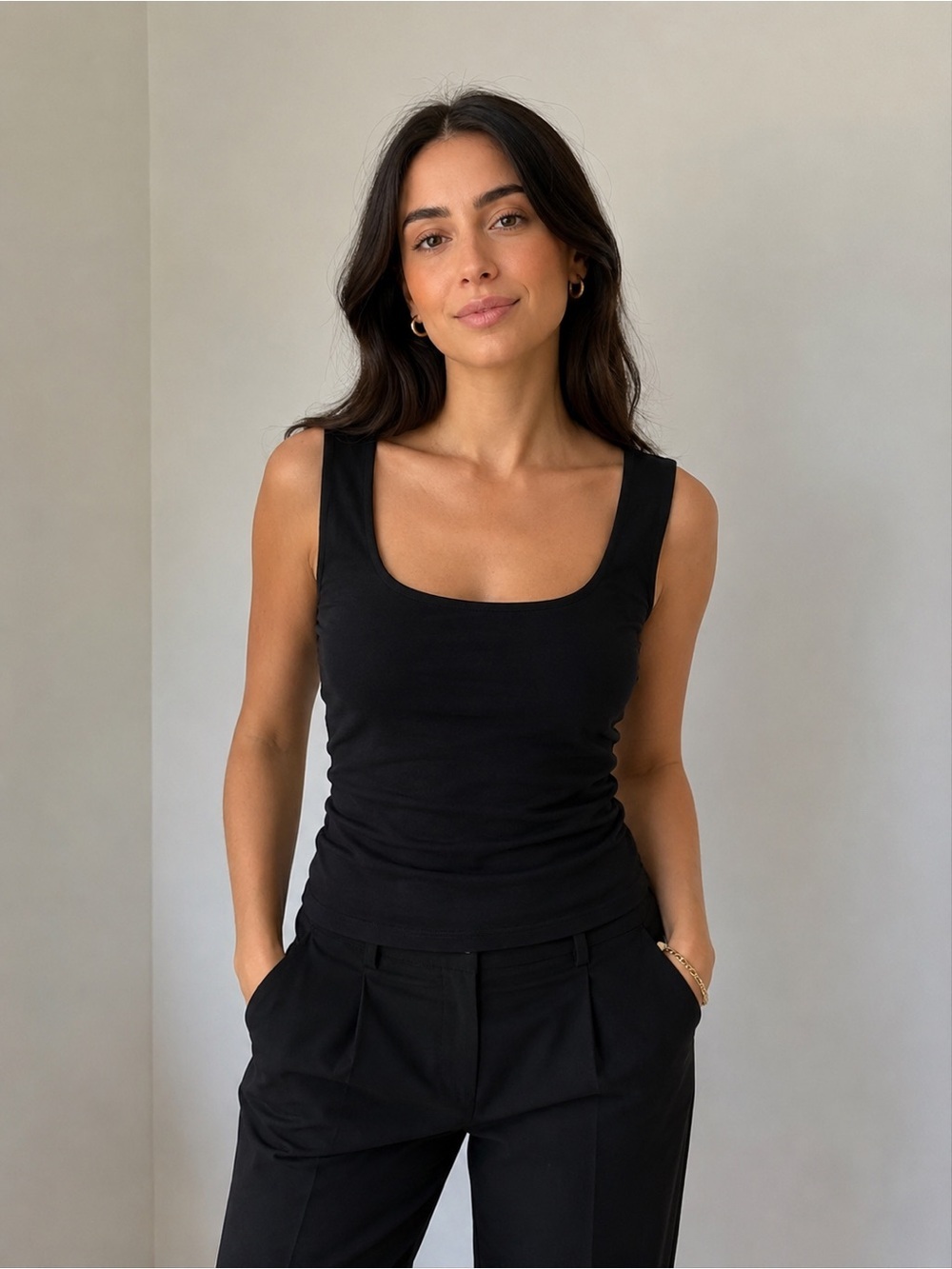 Zara size small Classic Black Scoop Neck Tank Top - Women's